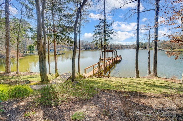 dock area featuring a water view