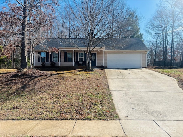 single story home with a garage