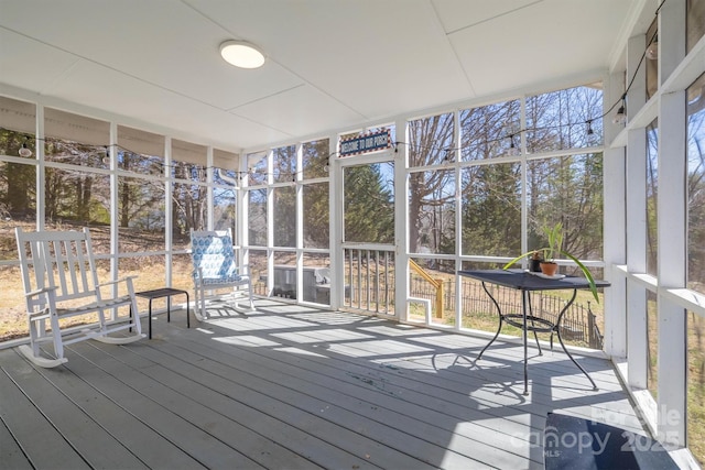 view of unfurnished sunroom