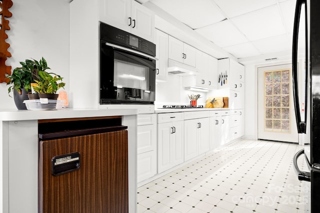 53 Hackberry Ln, Waynesville, NC 28785 - kitchen featuring black appliances, white cabinets, a drop ceiling, light flooring, and light countertops