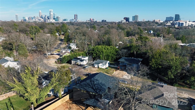 drone / aerial view with a city view