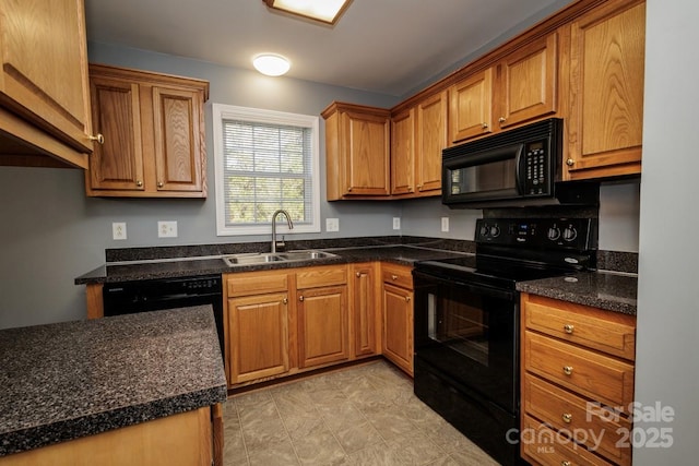 kitchen featuring sink and black appliances