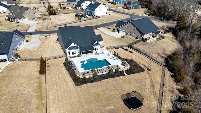 aerial view featuring a residential view