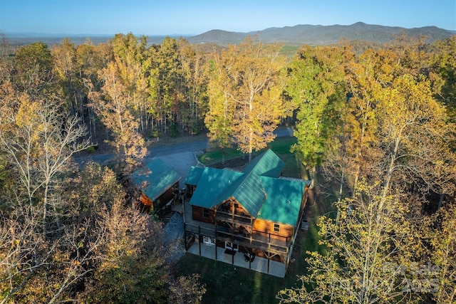 bird's eye view with a mountain view