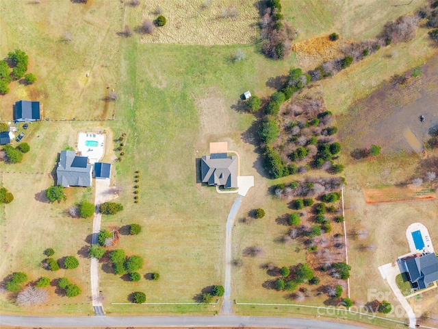 drone / aerial view featuring a rural view