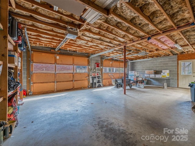 garage with a garage door opener