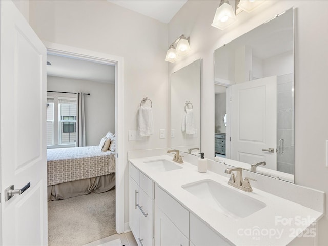 4010 Citra Ln, Charlotte, NC 28217 - ensuite bathroom featuring double vanity and an enclosed shower