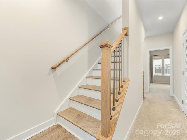 4010 Citra Ln, Charlotte, NC 28217 - staircase with baseboards, carpet, and recessed lighting