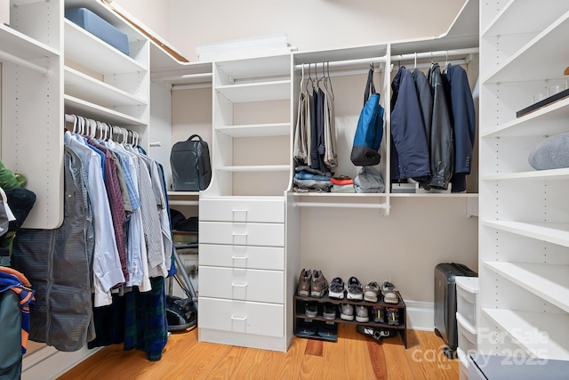 walk in closet featuring hardwood / wood-style flooring