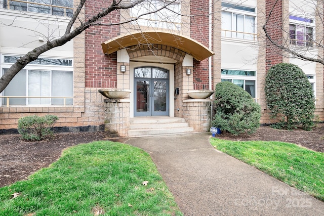 doorway to property featuring french doors