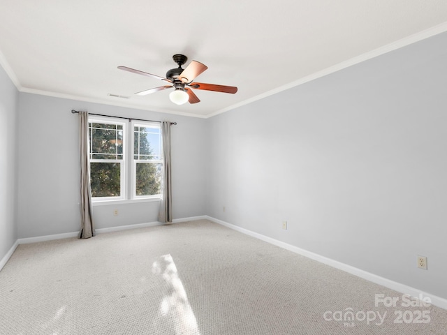 2302 Deermouse Way, Hendersonville, NC 28792 - empty room featuring light colored carpet, visible vents, ornamental molding, ceiling fan, and baseboards