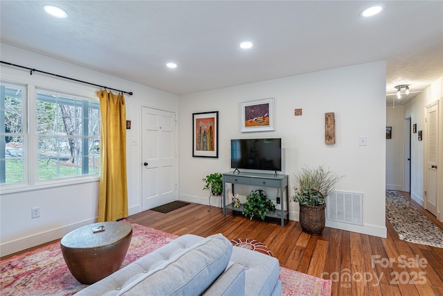 living room with wood-type flooring