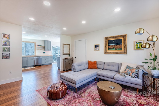 living room with light wood-type flooring