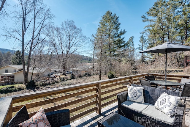 wooden balcony with a wooden deck