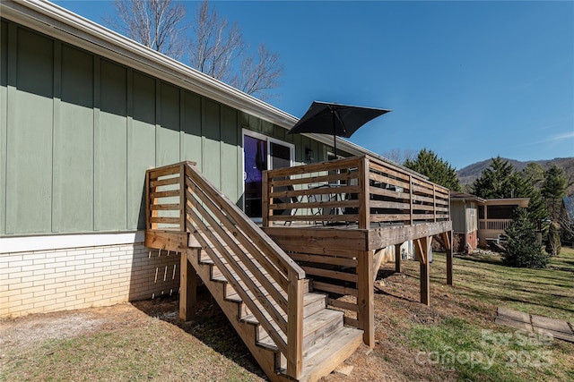 deck with a mountain view