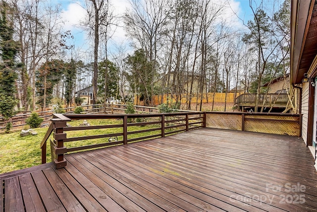 deck featuring a fenced backyard