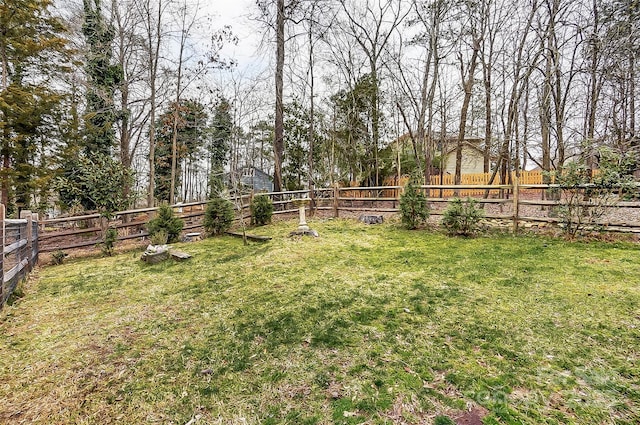 view of yard featuring a fenced backyard