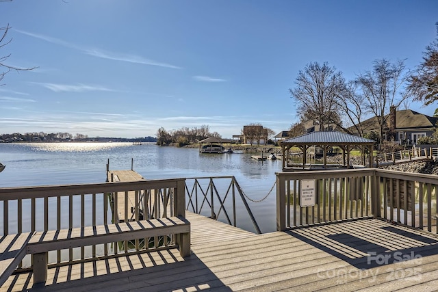 127 Lakewood Circle Dr, Mooresville, NC 28117 - view of dock featuring a water view and a gazebo