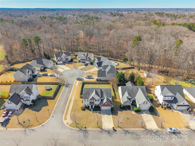 aerial view with a residential view