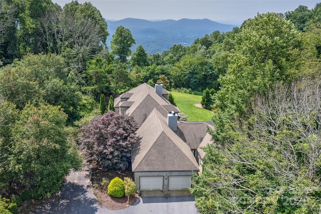 aerial view with a mountain view