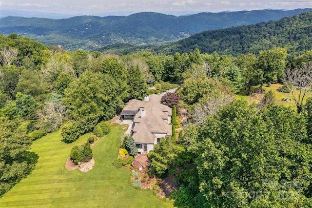 drone / aerial view with a mountain view