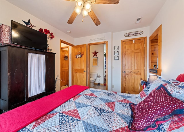 bedroom featuring visible vents and ensuite bathroom