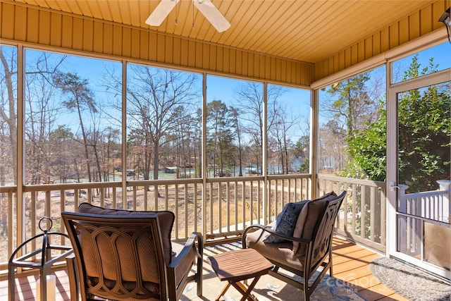 sunroom / solarium featuring wooden ceiling and a wealth of natural light