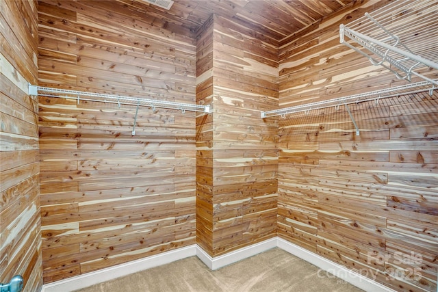 spacious closet featuring carpet flooring