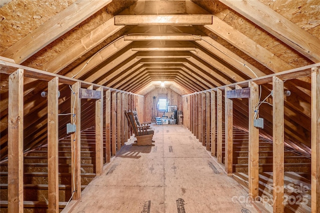 view of unfinished attic