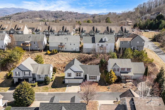 aerial view with a residential view and a mountain view