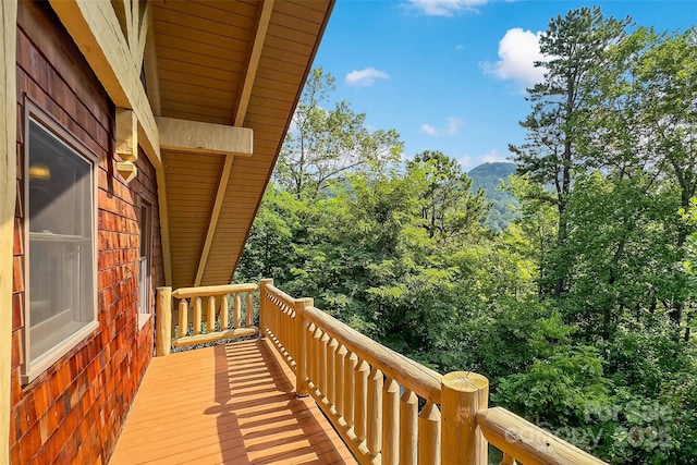 wooden balcony with a wooden deck