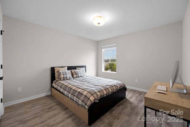 bedroom with wood-type flooring