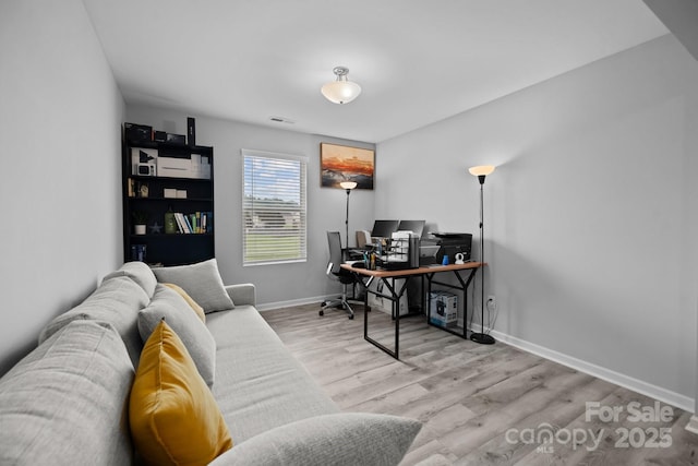 office featuring light hardwood / wood-style flooring