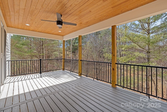 wooden terrace with ceiling fan