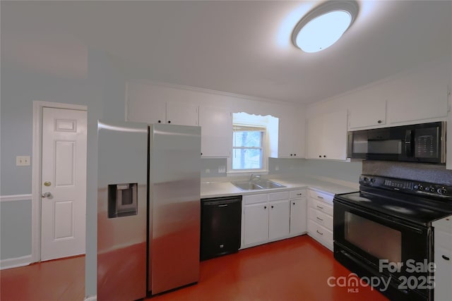 6126 Eagle Peak Dr, Charlotte, NC 28214 - kitchen with white cabinetry, a sink, and black appliances