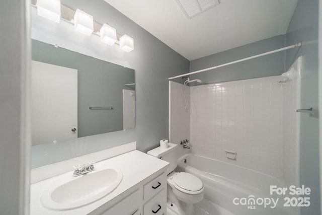 6126 Eagle Peak Dr, Charlotte, NC 28214 - bathroom with visible vents, toilet, vanity, and  shower combination