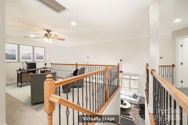 hallway featuring carpet flooring