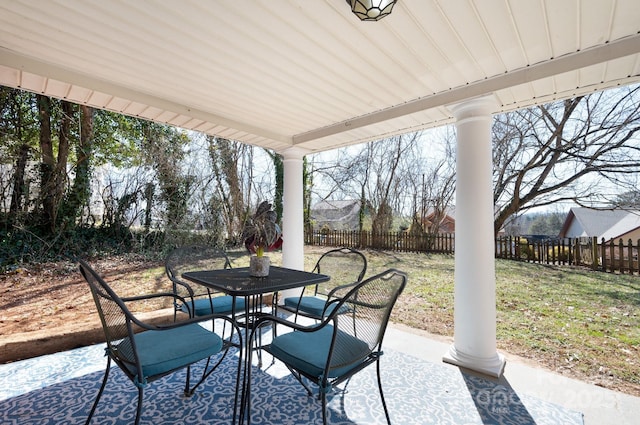 view of patio / terrace with outdoor dining space and a fenced backyard