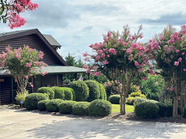 view of side of property featuring a shingled roof