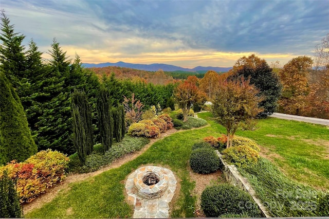 202 Panorama Dr, Nebo, NC 28761 - view of property's community with an outdoor fire pit and a mountain view