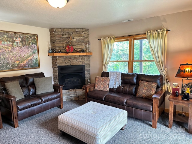 202 Panorama Dr, Nebo, NC 28761 - carpeted living room featuring a fireplace