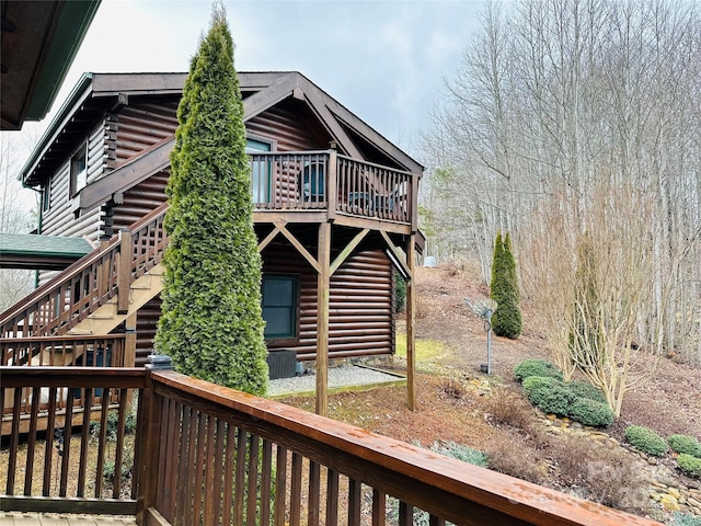 202 Panorama Dr, Nebo, NC 28761 - deck with stairway and central AC