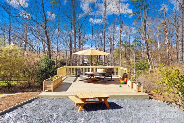 1133 Bloom Wood Ln, Matthews, NC 28105 - wooden terrace featuring outdoor dining area