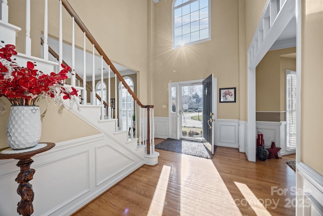 entrance foyer with light hardwood / wood-style flooring