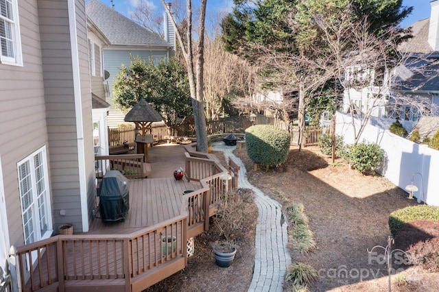 view of yard featuring a deck