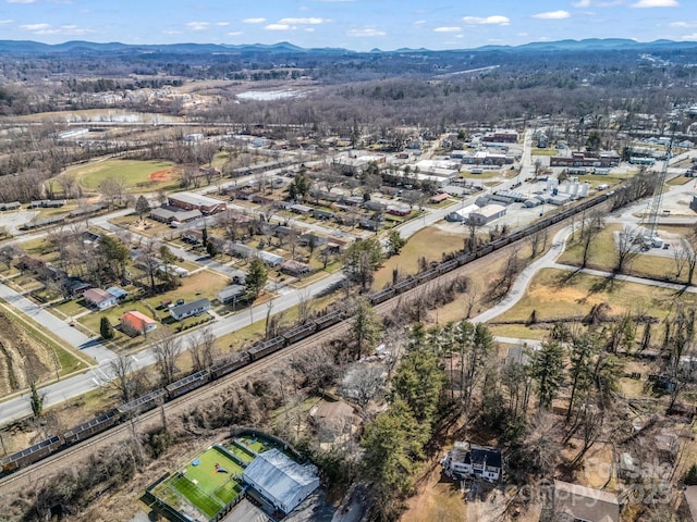 bird's eye view with a mountain view