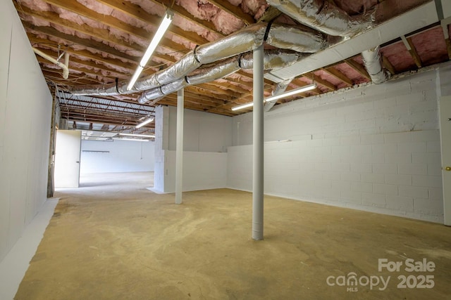 view of unfinished basement