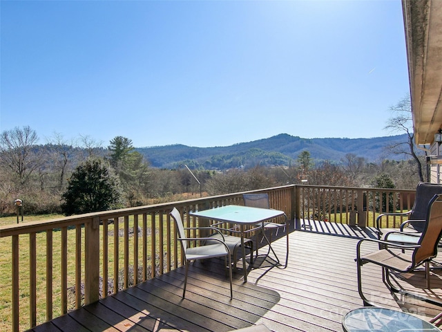 deck featuring a mountain view