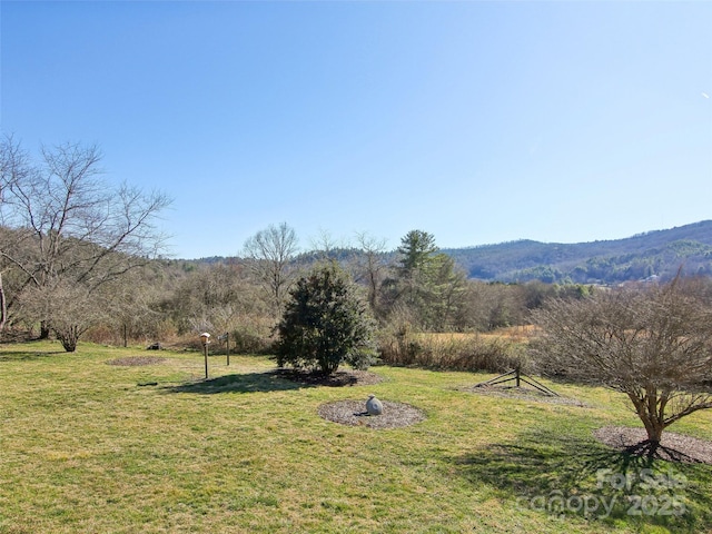 view of yard featuring a mountain view