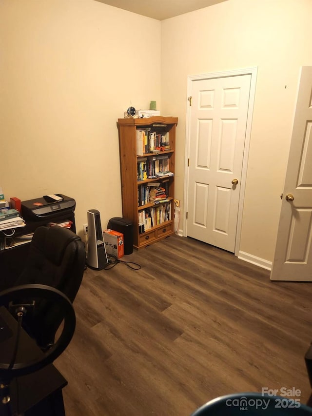 office area featuring dark wood-style floors